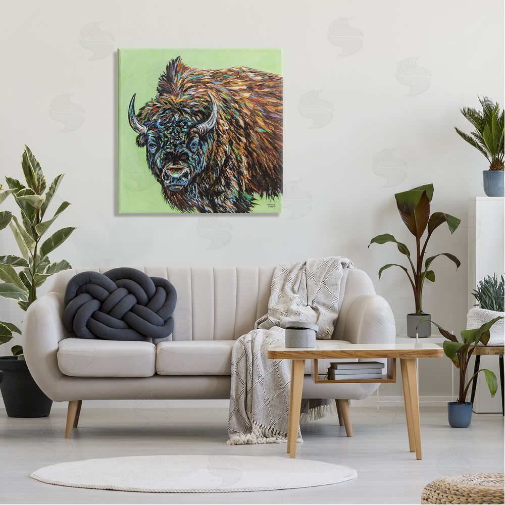 Carolee Vitaletti Abstract Bison Painting Canvas Wall Art in Room