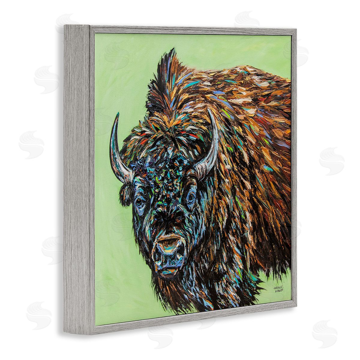 Carolee Vitaletti Abstract Bison Painting Gray Framed Glicee Wall Art Print