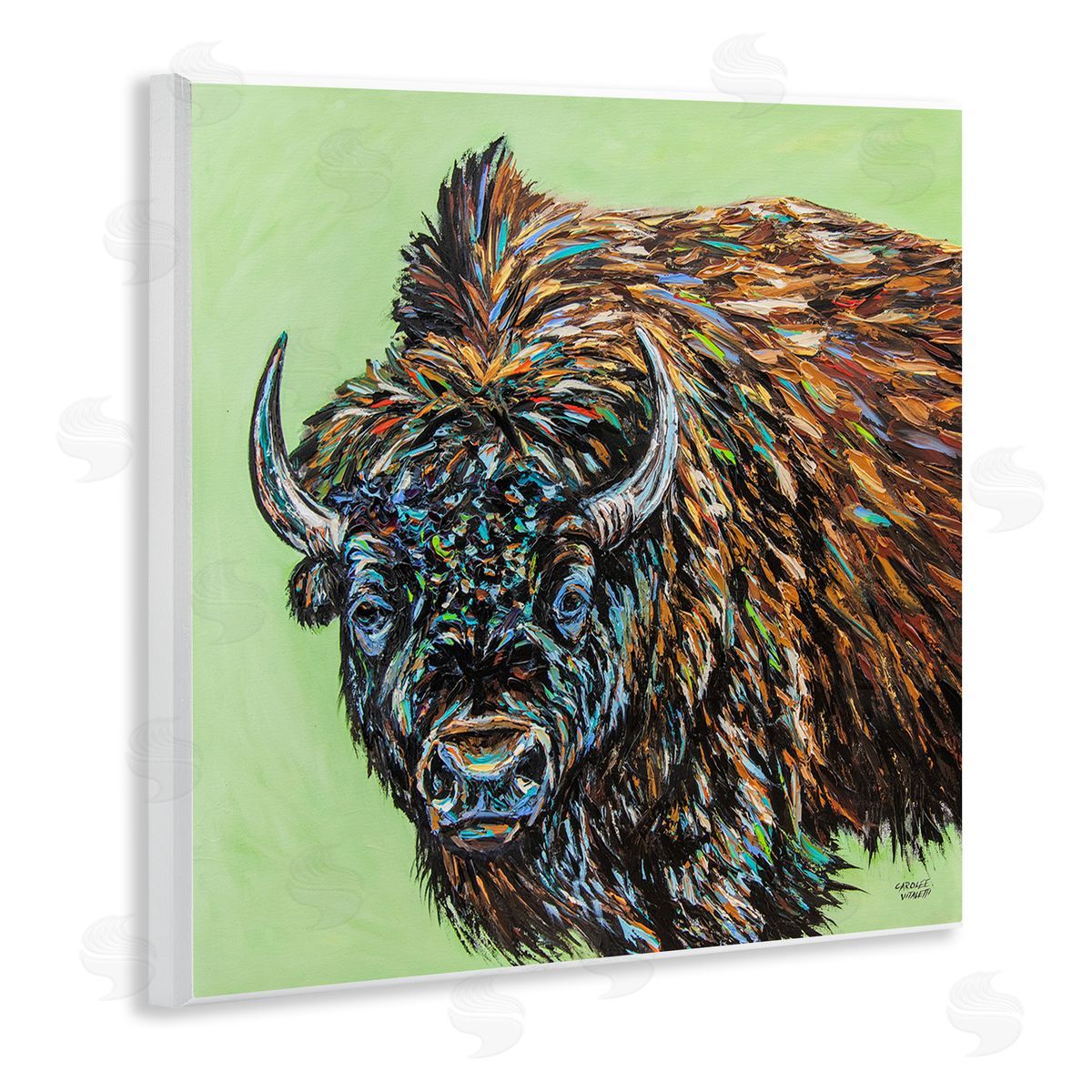Carolee Vitaletti Abstract Bison Painting Wooden Wall Plaque Art Print