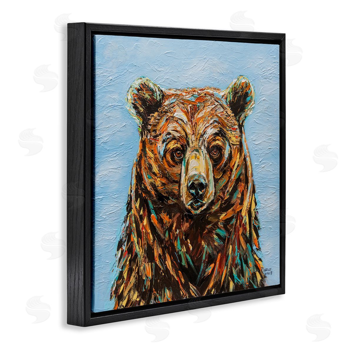 Carolee Vitaletti Abstract Bear Portrait Black Floating Frame Canvas Wall Art Print
