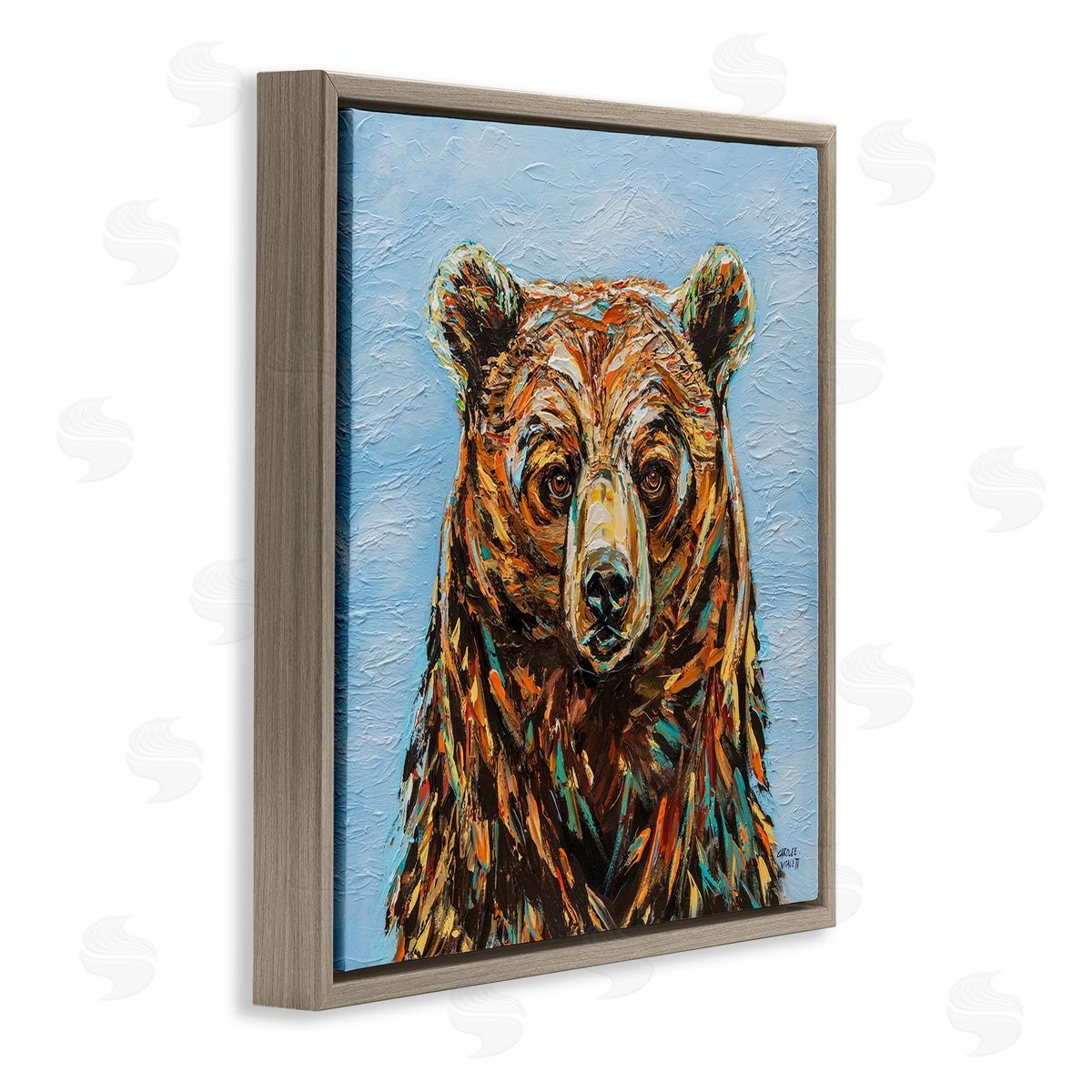 Carolee Vitaletti Abstract Bear Portrait Brown Floating Frame Canvas Wall Art Print