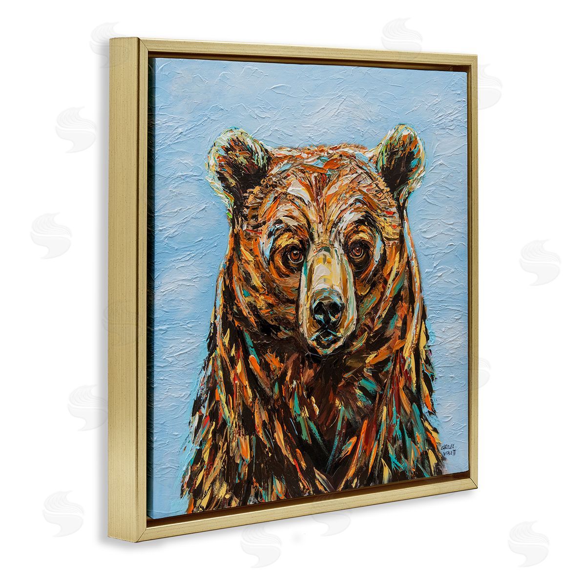 Carolee Vitaletti Abstract Bear Portrait Gold Floating Frame Canvas Wall Art Print