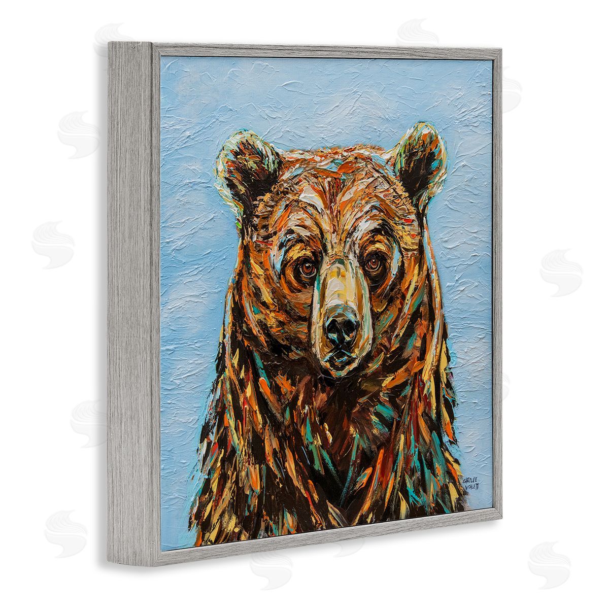 Carolee Vitaletti Abstract Bear Portrait Gray Framed Glicee Wall Art Print
