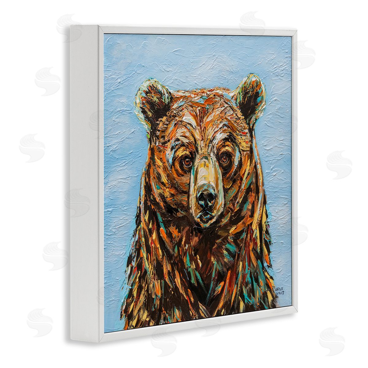 Carolee Vitaletti Abstract Bear Portrait White Framed Glicee Wall Art Print
