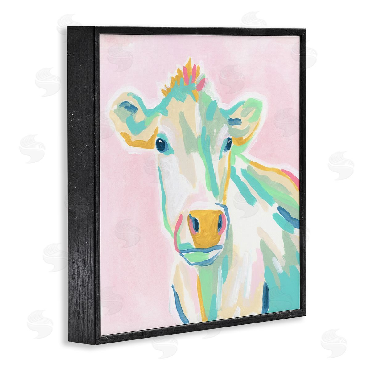 June Erica Vess Pastel Cow Painting Black Framed Glicee Wall Art Print