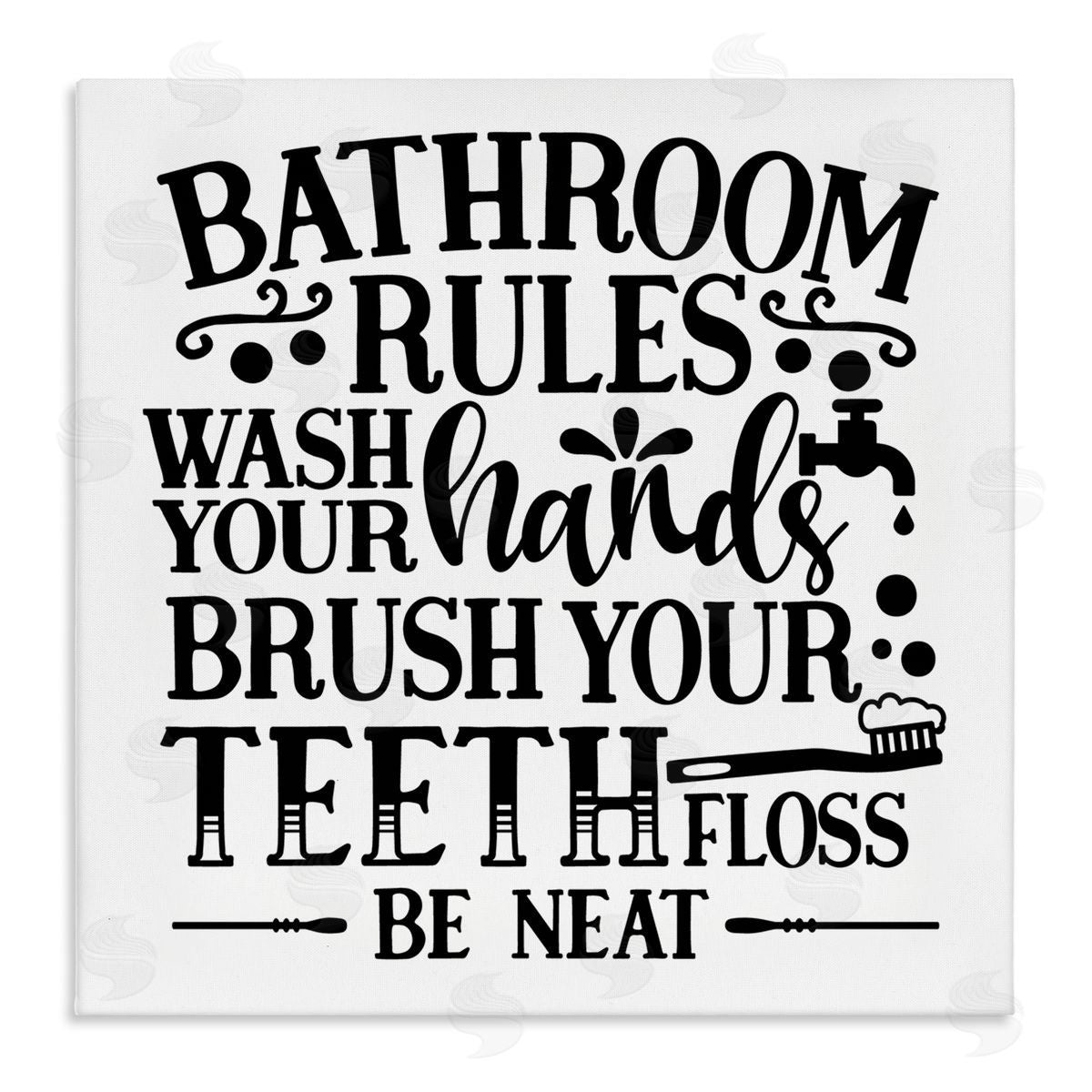 LSR Design Studio Be Neat Bathroom Rules Stretched Canvas Wall Art Print