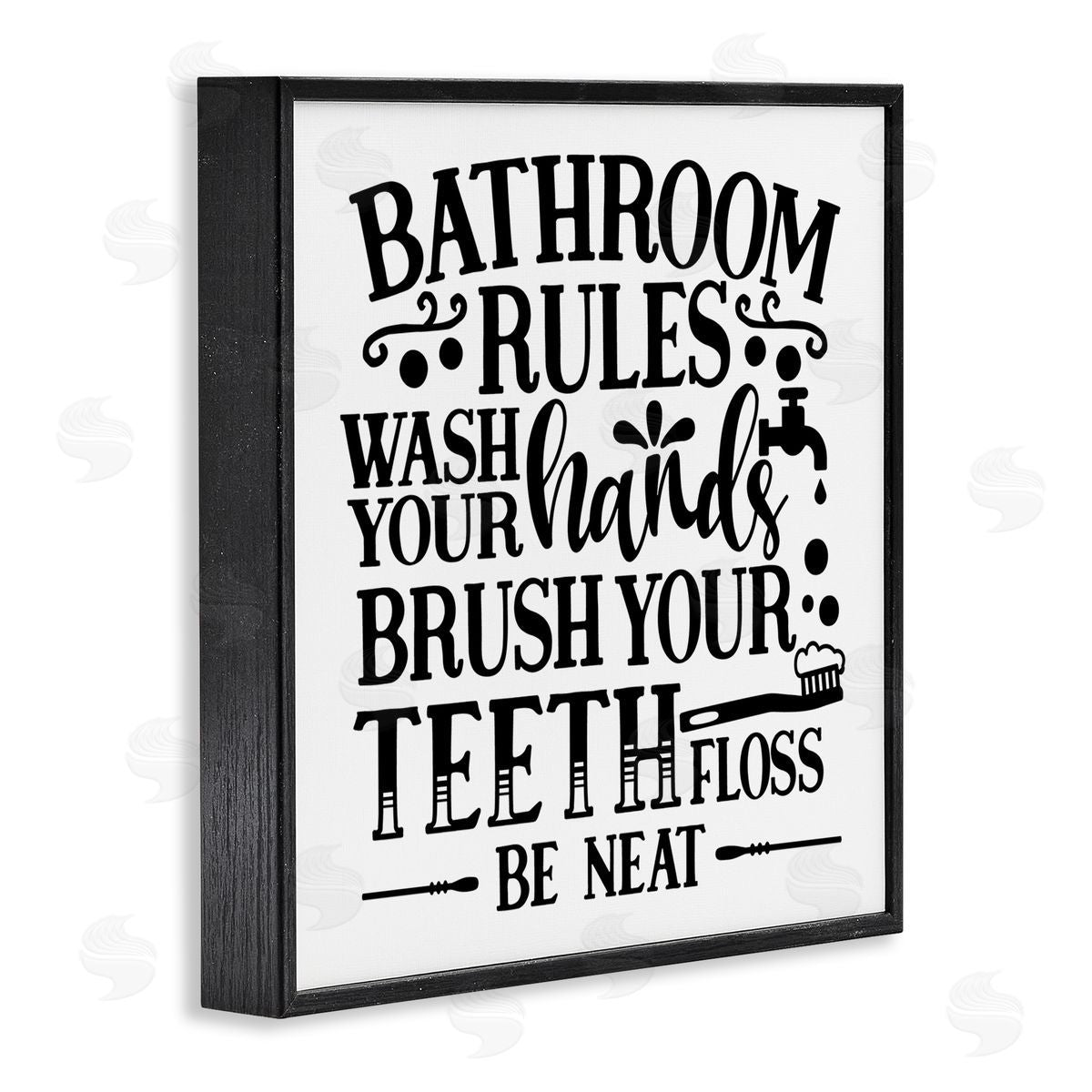 LSR Design Studio Be Neat Bathroom Rules Black Framed Glicee Wall Art Print