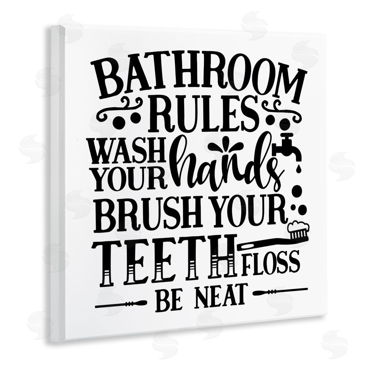 LSR Design Studio Be Neat Bathroom Rules Wooden Wall Plaque Art Print
