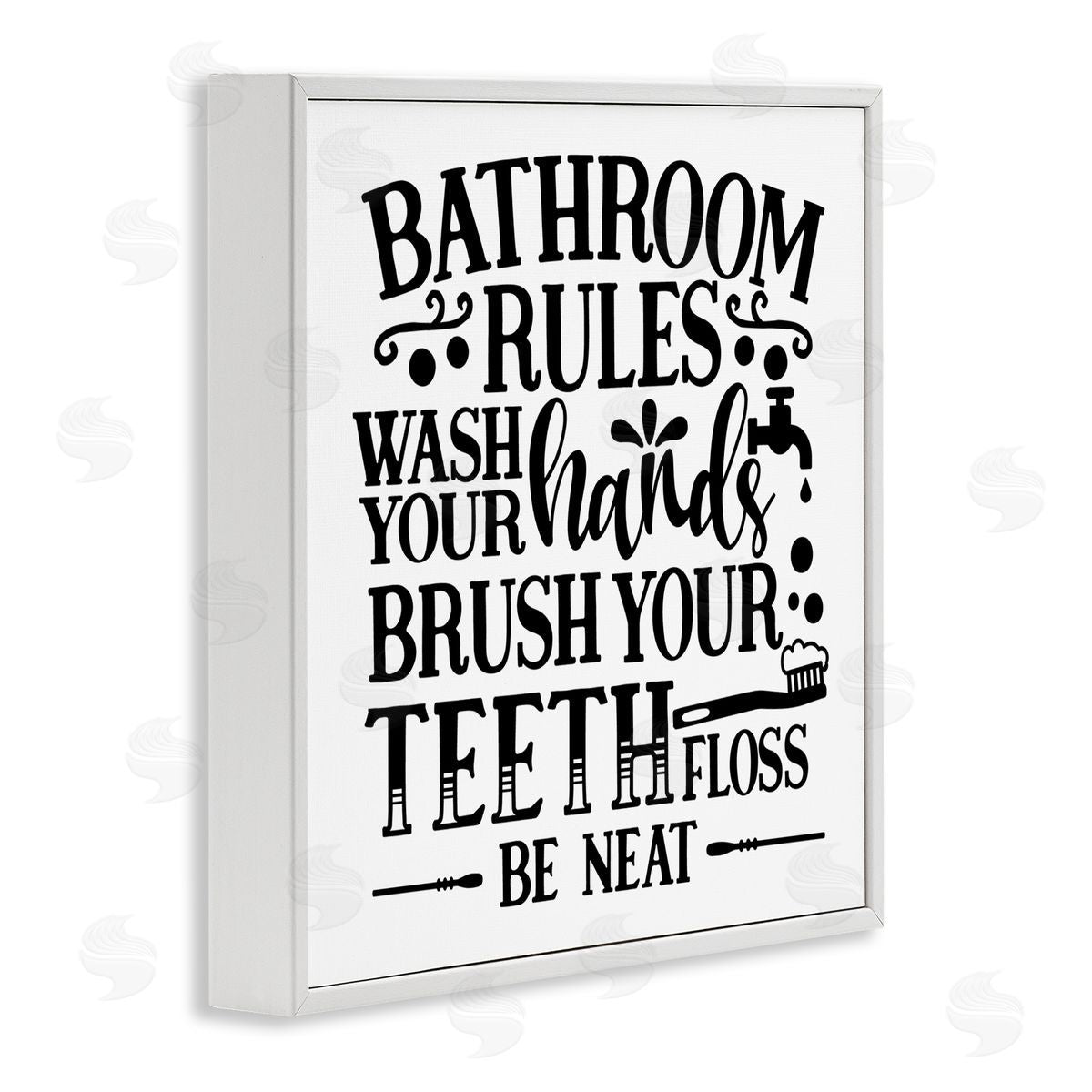 LSR Design Studio Be Neat Bathroom Rules White Framed Glicee Wall Art Print
