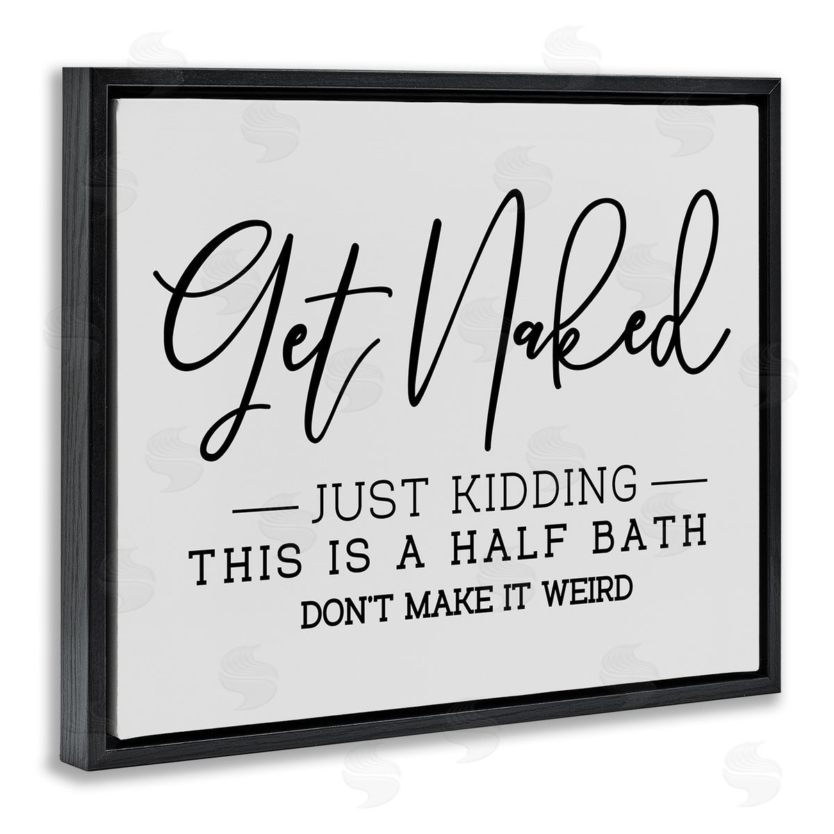 Get Naked Funny Bathroom Black Floating Frame Canvas Wall Art, Home Decor by LSR Design Studio