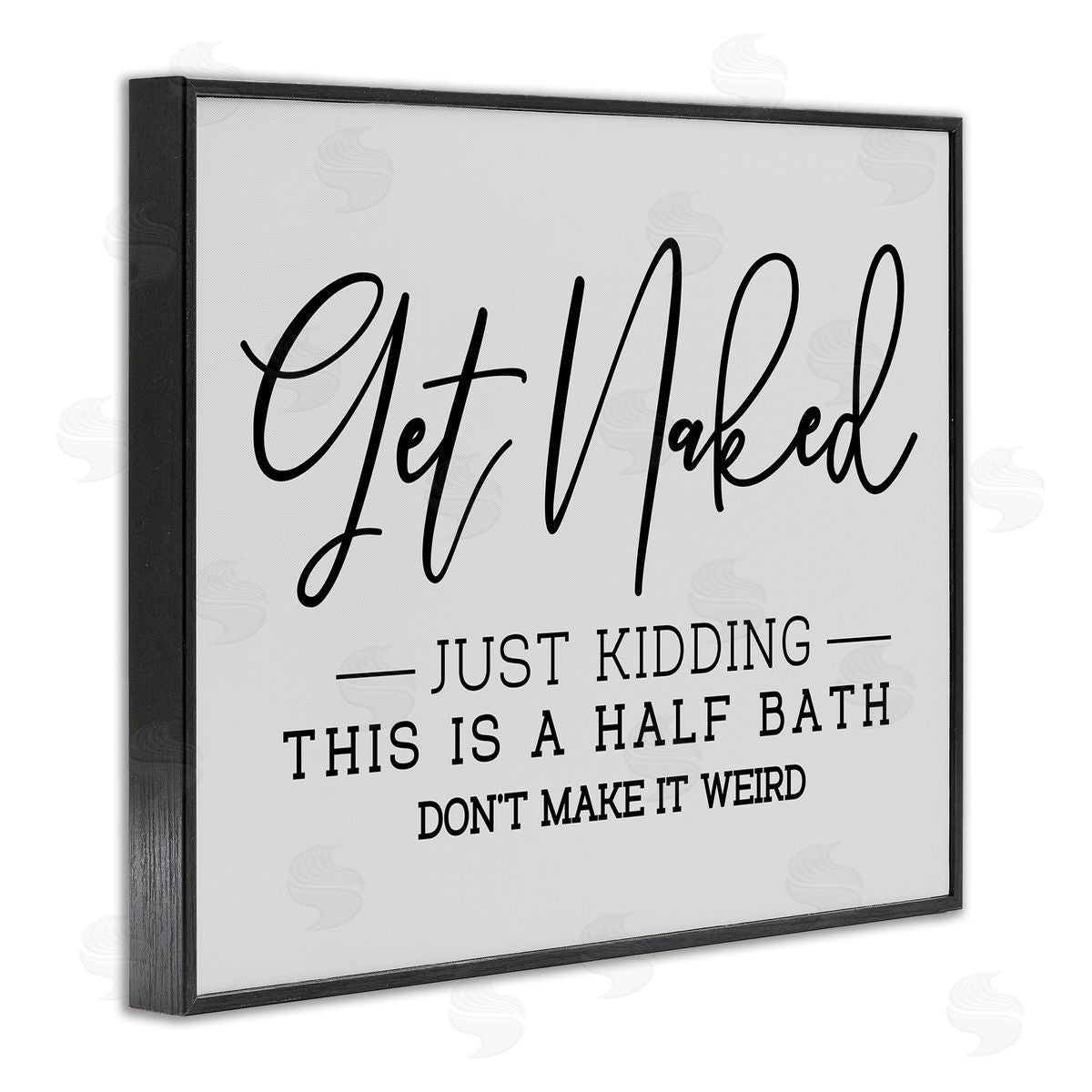 Get Naked Funny Bathroom Black Frame Print Wall Art, Home Decor by LSR Design Studio