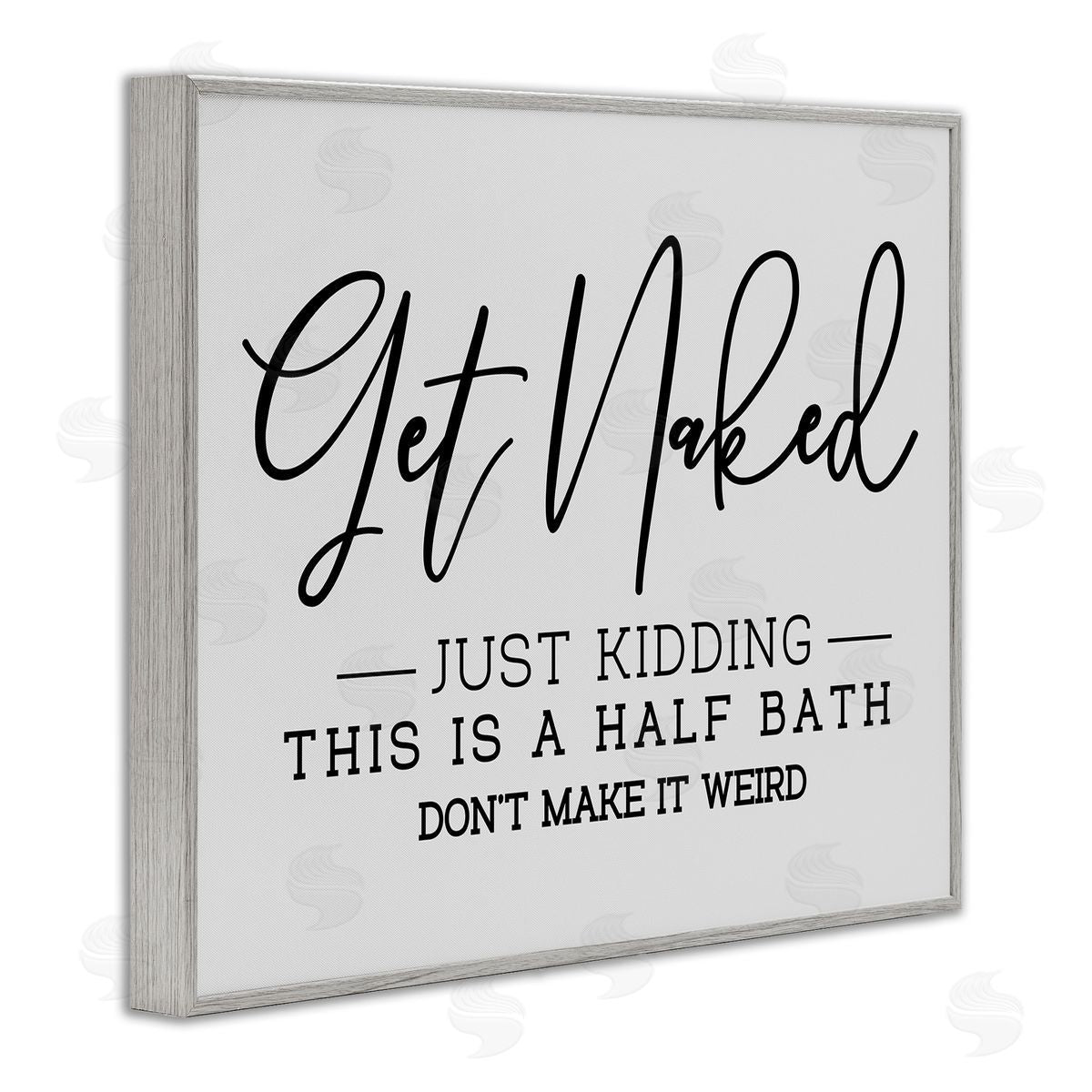 Get Naked Funny Bathroom Grey Frame Print Wall Art, Home Decor by LSR Design Studio