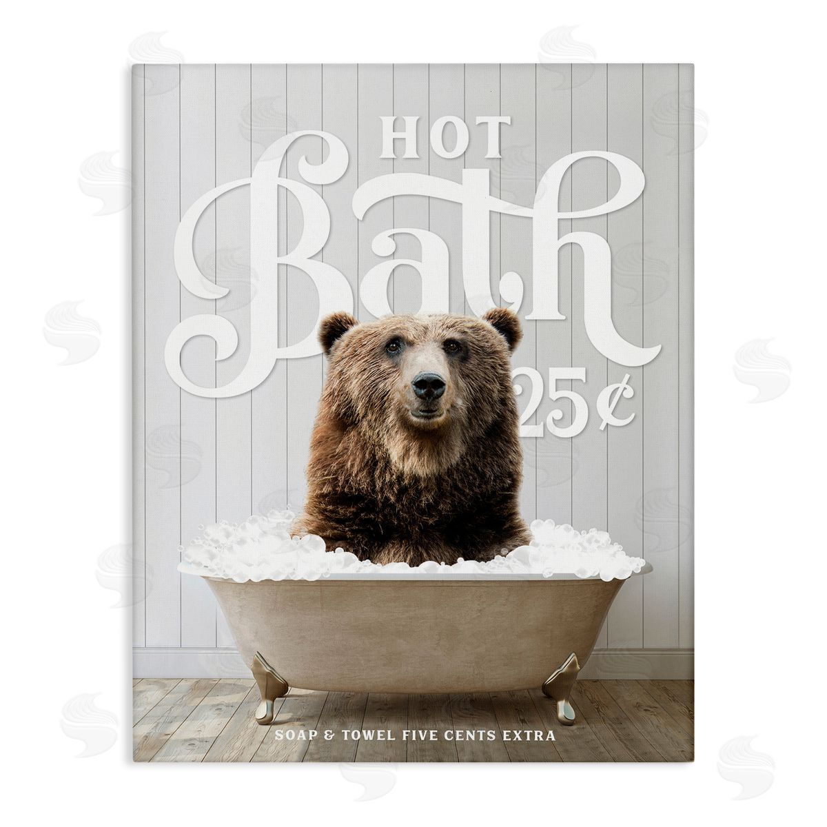 Vintage Bathroom Bear Ad Canvas Wall Art, Home Decor by Lettered and Lined
