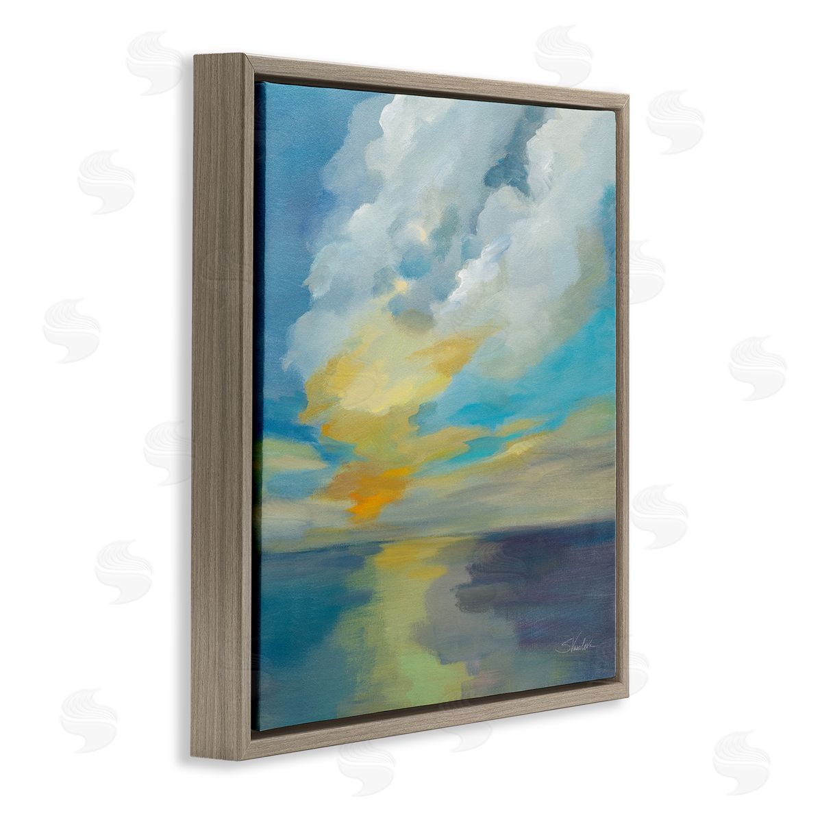 Silvia Vassileva Pacific Light Sea Painting Brown Floating Frame Canvas Wall Art Print