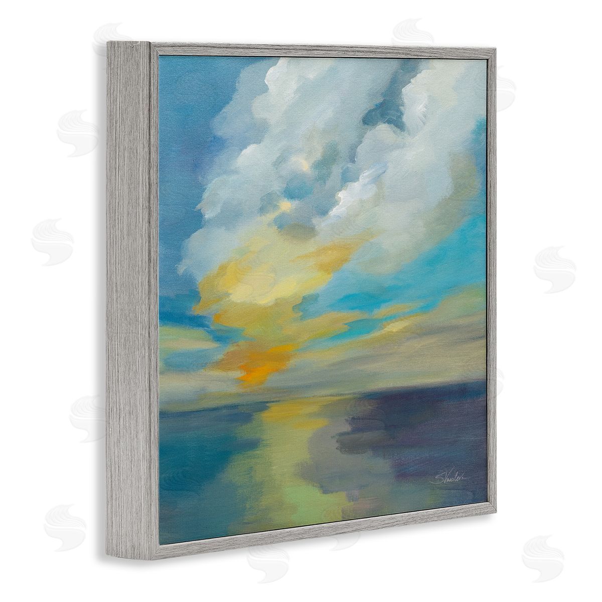 Silvia Vassileva Pacific Light Sea Painting Gray Framed Glicee Wall Art Print