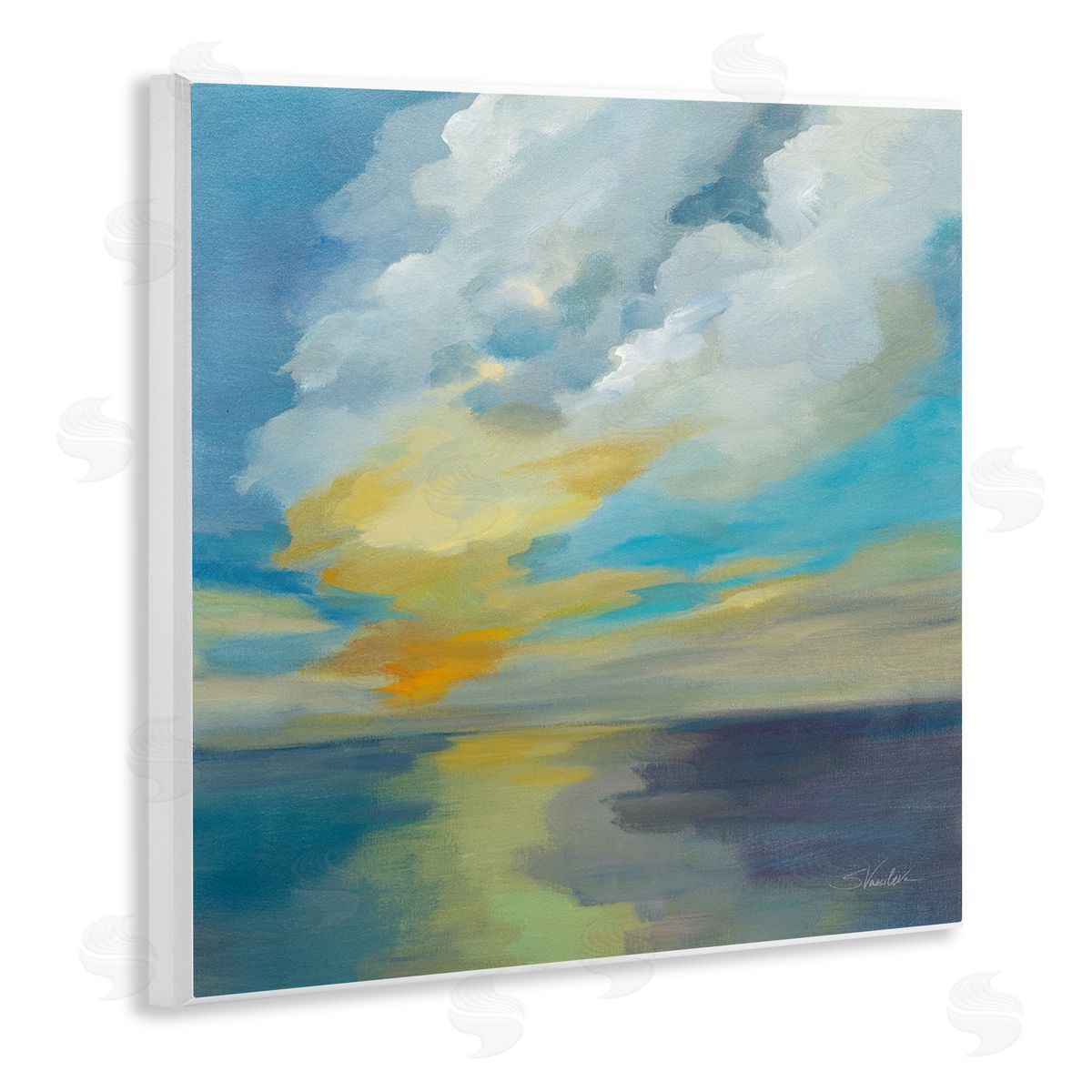 Silvia Vassileva Pacific Light Sea Painting Wooden Wall Plaque Art Print