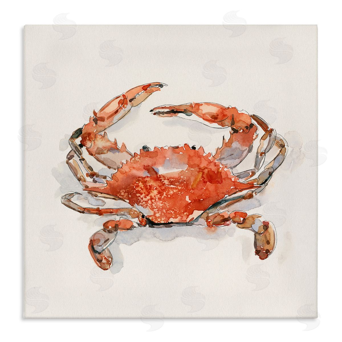 Emma Caroline Nautical Red Crab Stretched Canvas Wall Art Print