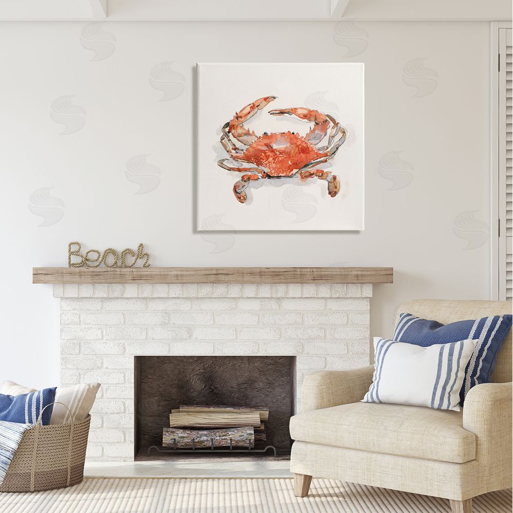 Emma Caroline Nautical Red Crab Canvas Wall Art in Room