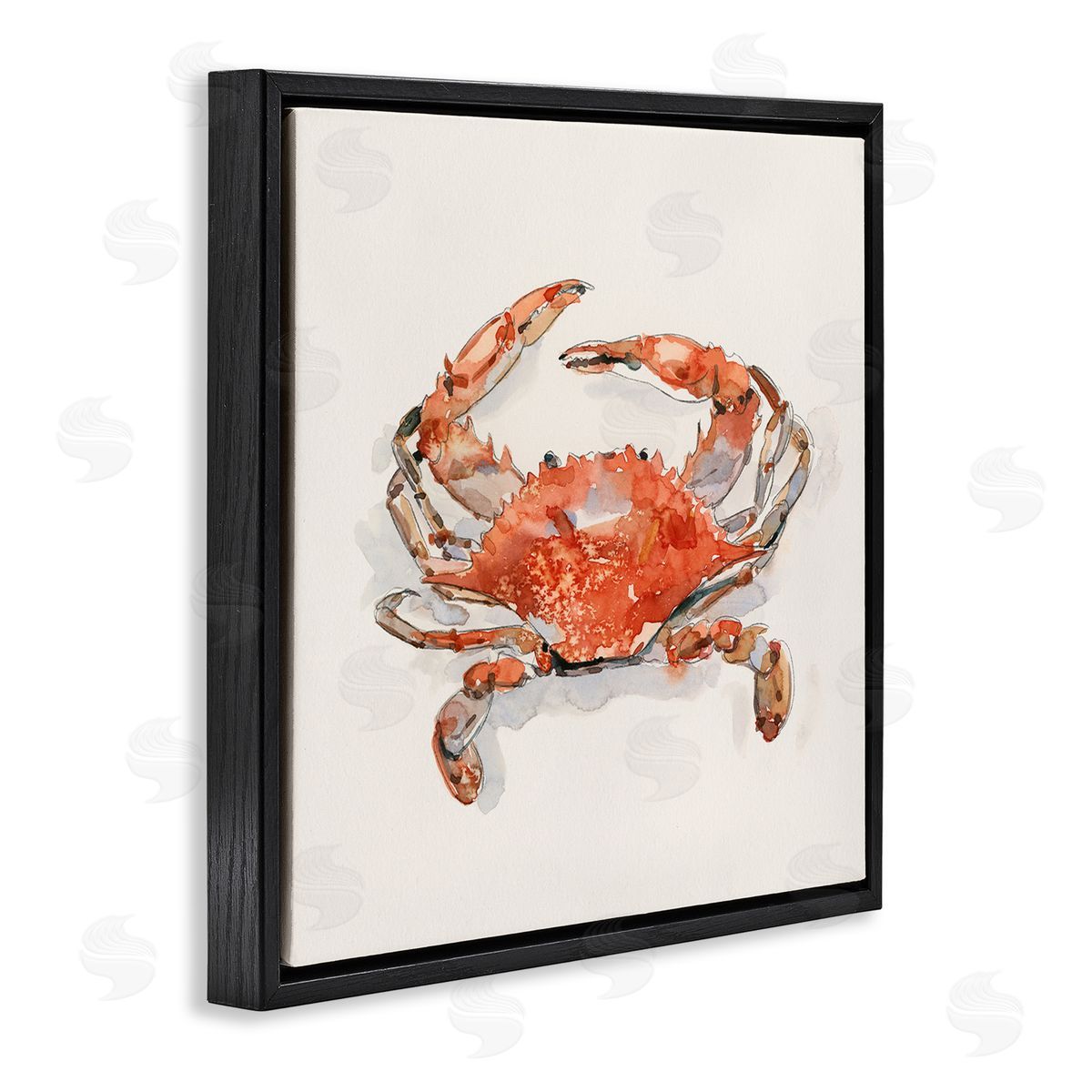 Emma Caroline Nautical Red Crab Black Floating Frame Canvas Wall Art Print