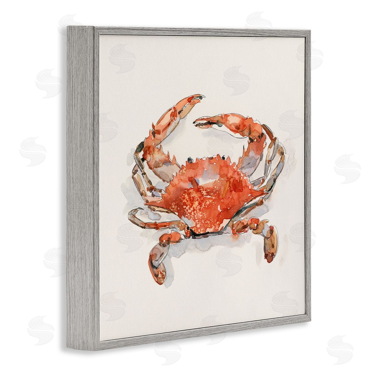 Emma Caroline Nautical Red Crab Gray Framed Glicee Wall Art Print