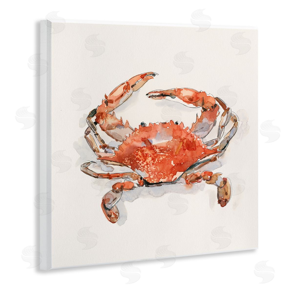 Emma Caroline Nautical Red Crab Wooden Wall Plaque Art Print