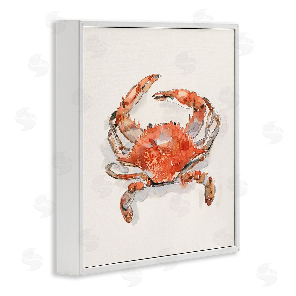 Emma Caroline Nautical Red Crab White Framed Glicee Wall Art Print