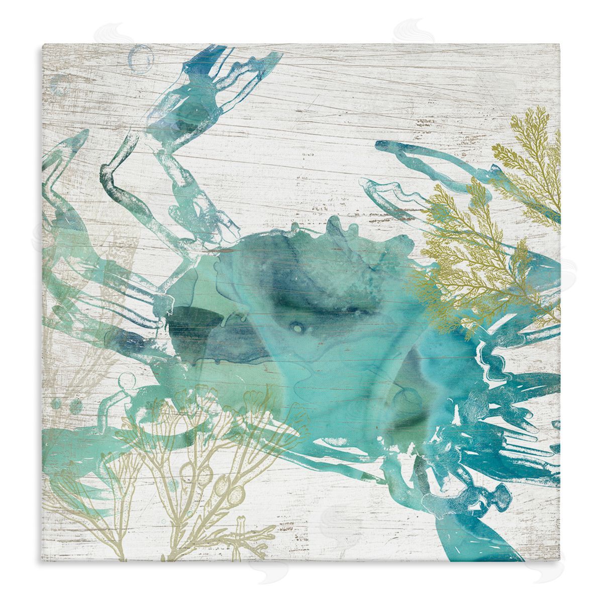June Erica Vess Abstract Blue Crab Stretched Canvas Wall Art Print