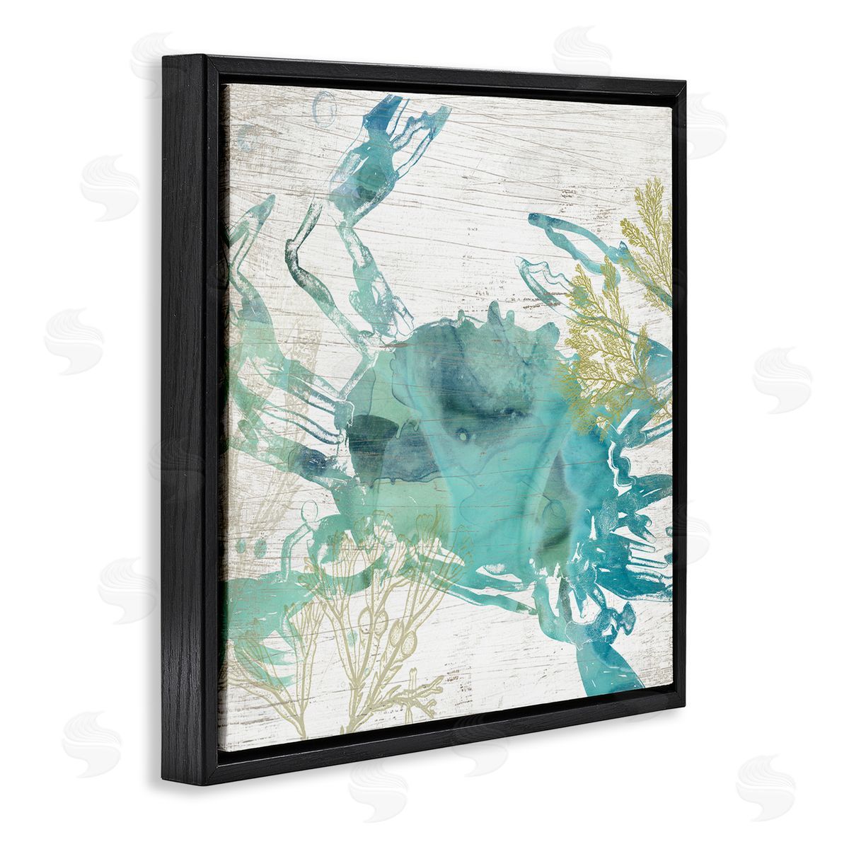 June Erica Vess Abstract Blue Crab Black Floating Frame Canvas Wall Art Print