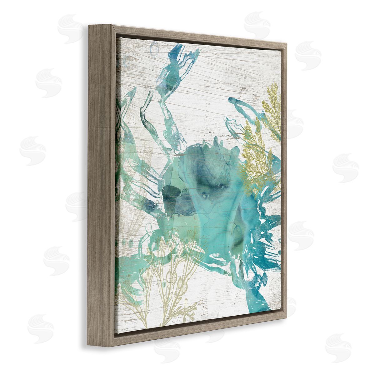 June Erica Vess Abstract Blue Crab Brown Floating Frame Canvas Wall Art Print