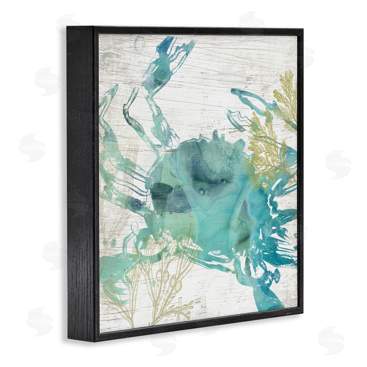 June Erica Vess Abstract Blue Crab Black Framed Glicee Wall Art Print