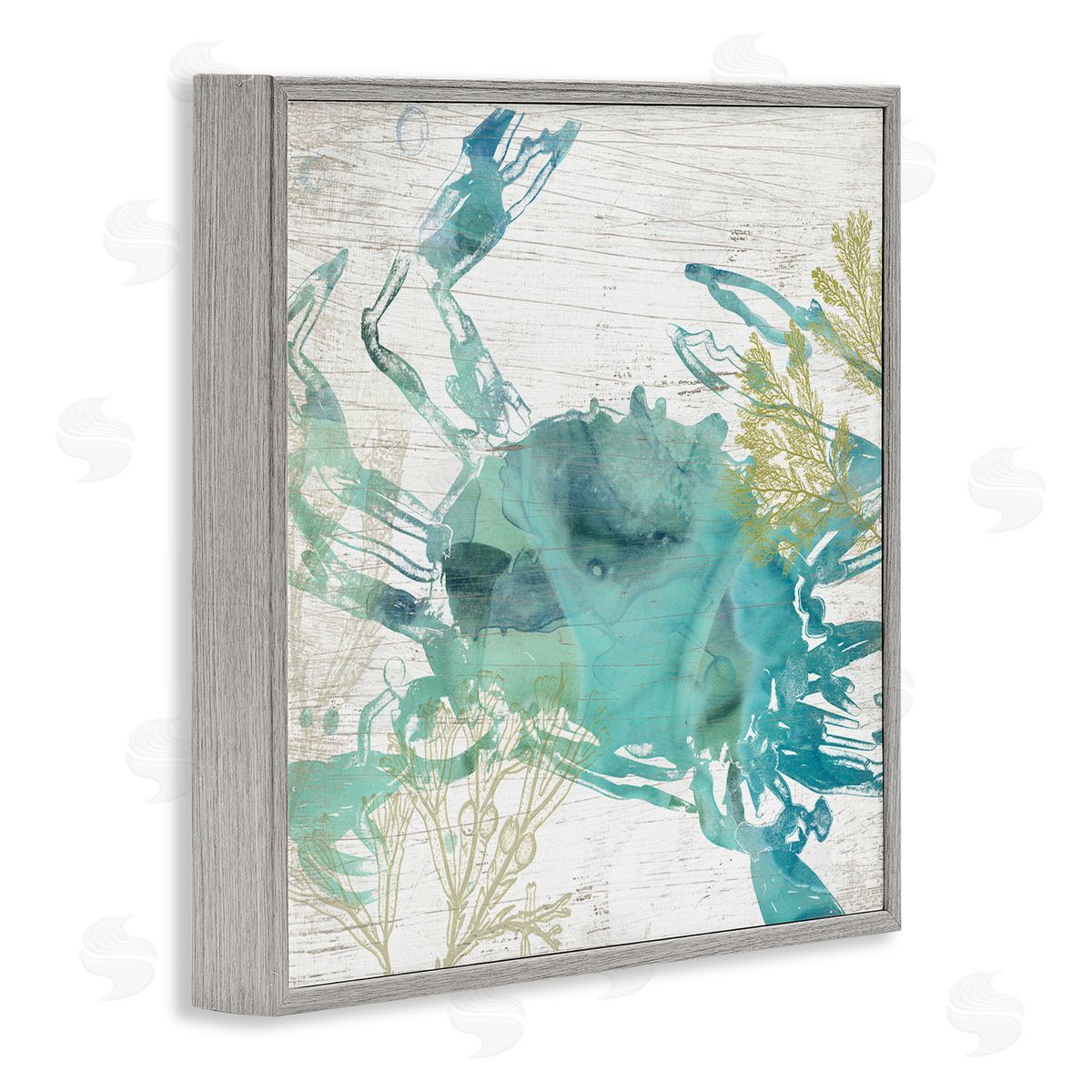 June Erica Vess Abstract Blue Crab Gray Framed Glicee Wall Art Print