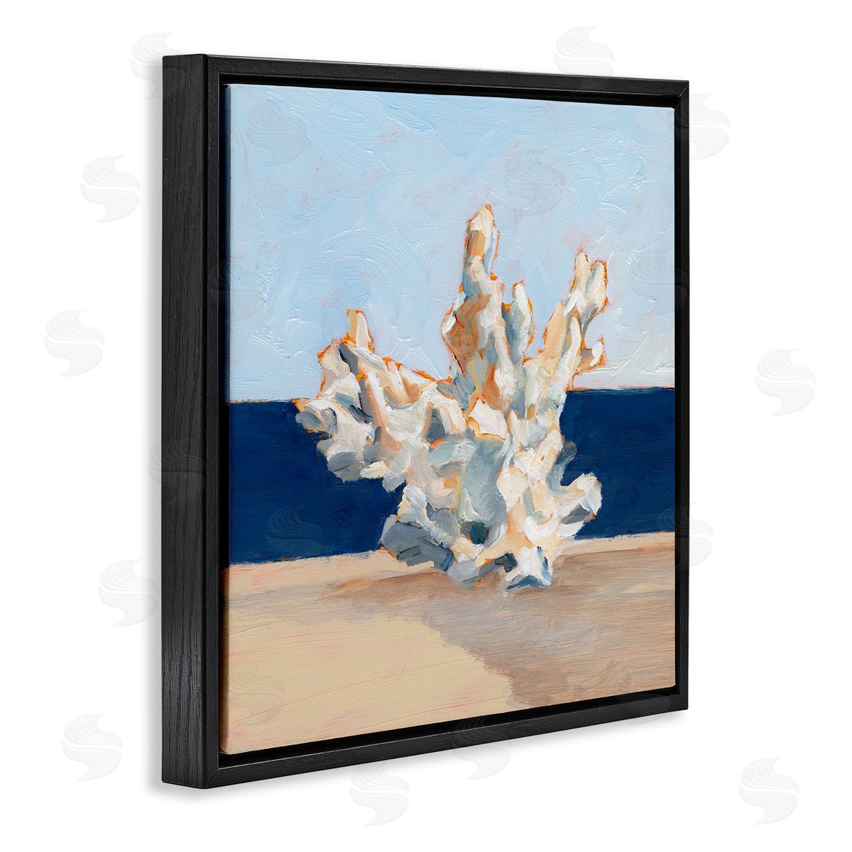 Ethan Harper Nautical Coral Painting Black Floating Frame Canvas Wall Art Print