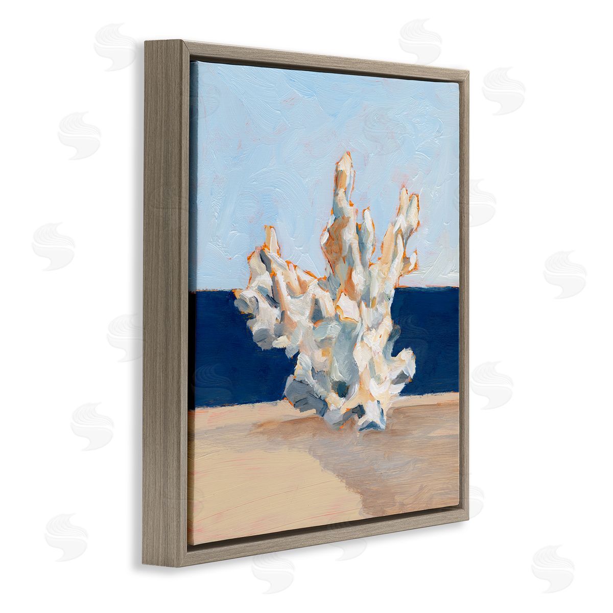 Ethan Harper Nautical Coral Painting Brown Floating Frame Canvas Wall Art Print