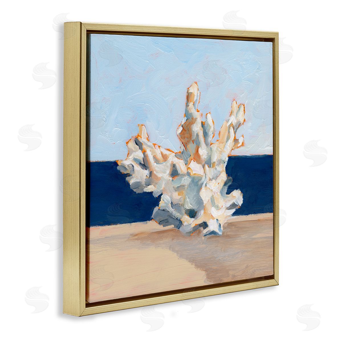 Ethan Harper Nautical Coral Painting Gold Floating Frame Canvas Wall Art Print