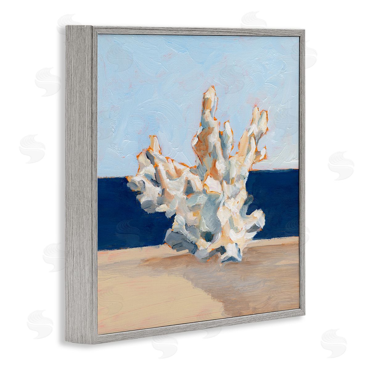 Ethan Harper Nautical Coral Painting Gray Framed Glicee Wall Art Print