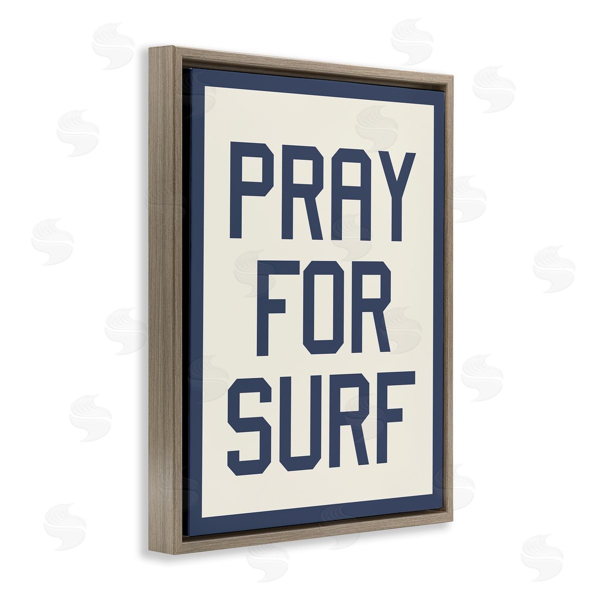 Pray for Surf Phrase Brown Floating Frame Canvas Wall Art, Home Decor by Stupell Studio