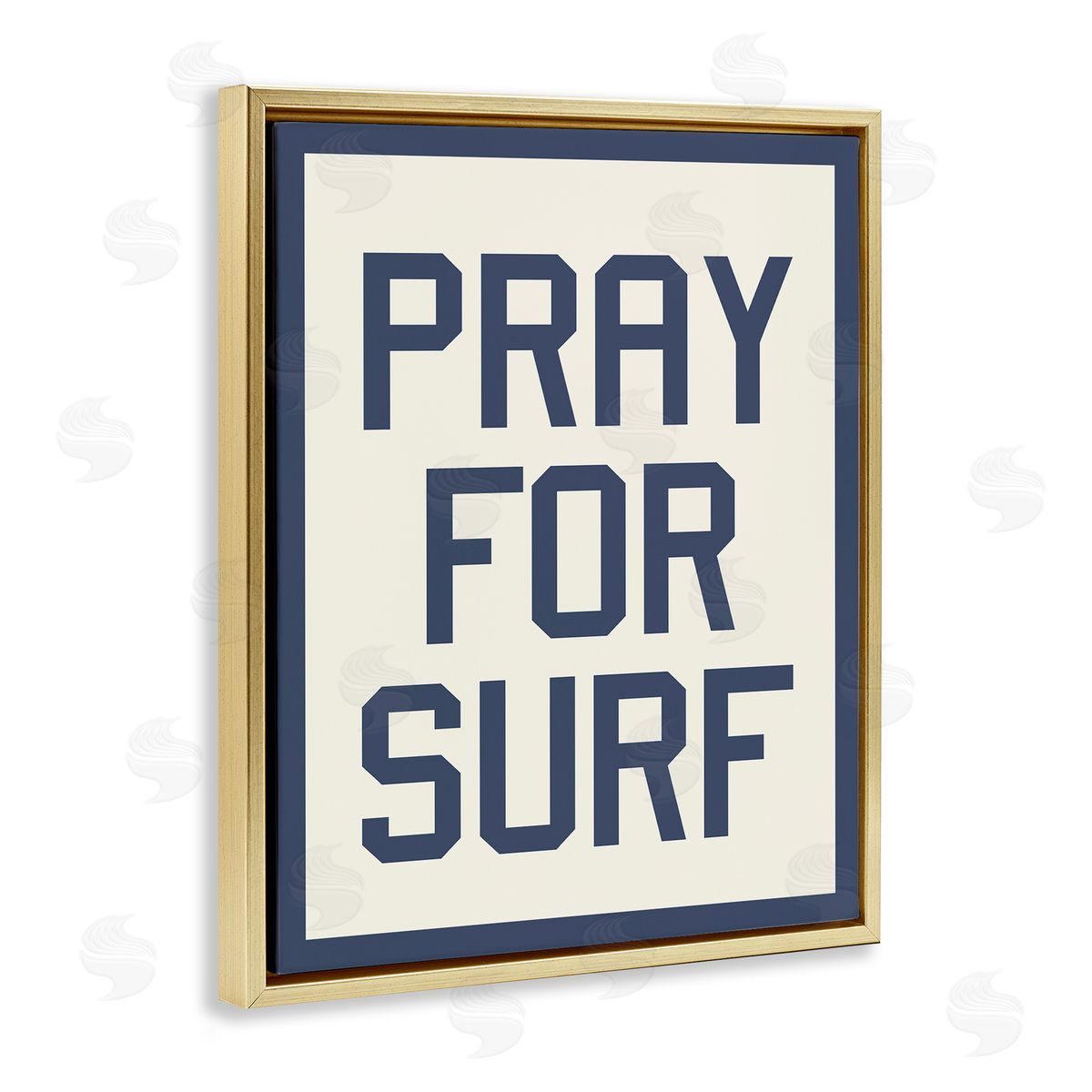 Pray for Surf Phrase Gold Floating Frame Canvas Wall Art, Home Decor by Stupell Studio