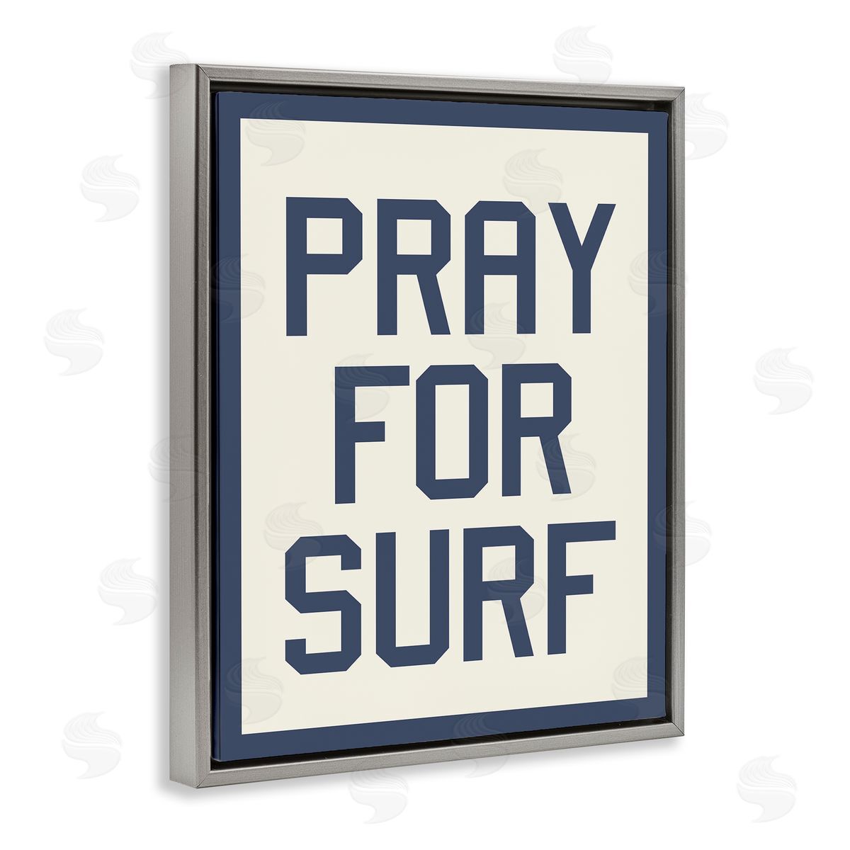 Pray for Surf Phrase Grey Floating Frame Canvas Wall Art, Home Decor by Stupell Studio