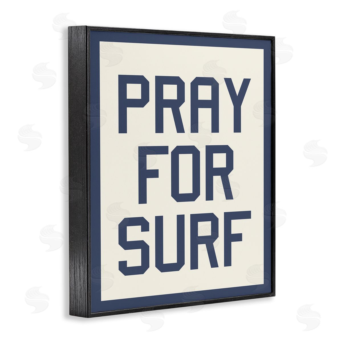 Pray for Surf Phrase Black Frame Print Wall Art, Home Decor by Stupell Studio