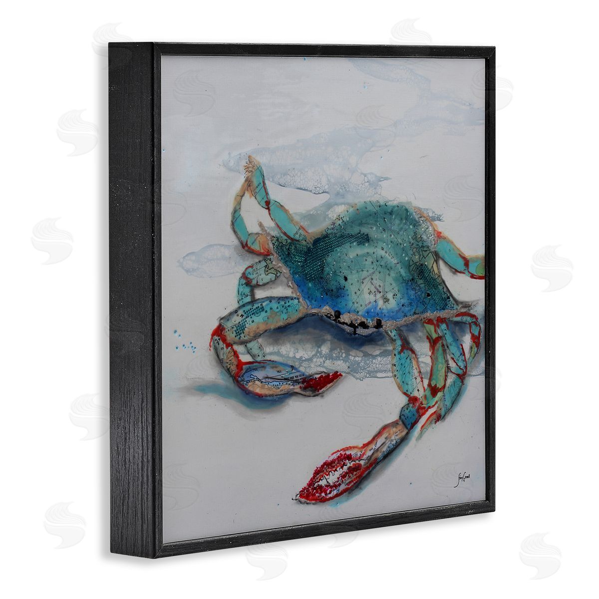 Stacy Gresell Blue Crab Abstract Patterns Black Framed Glicee Wall Art Print