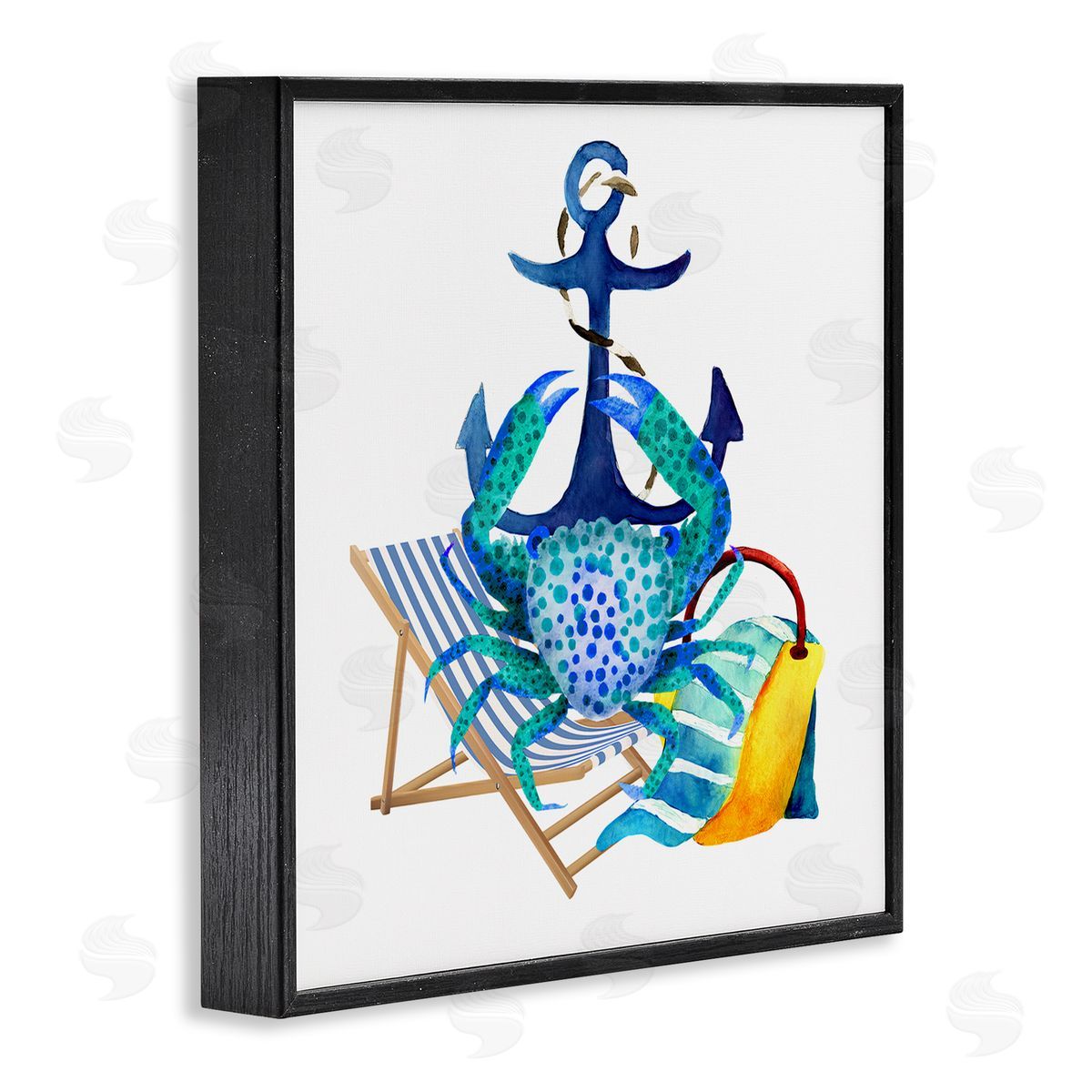 Jesse Keith Anchor & Beach Crab Black Framed Glicee Wall Art Print