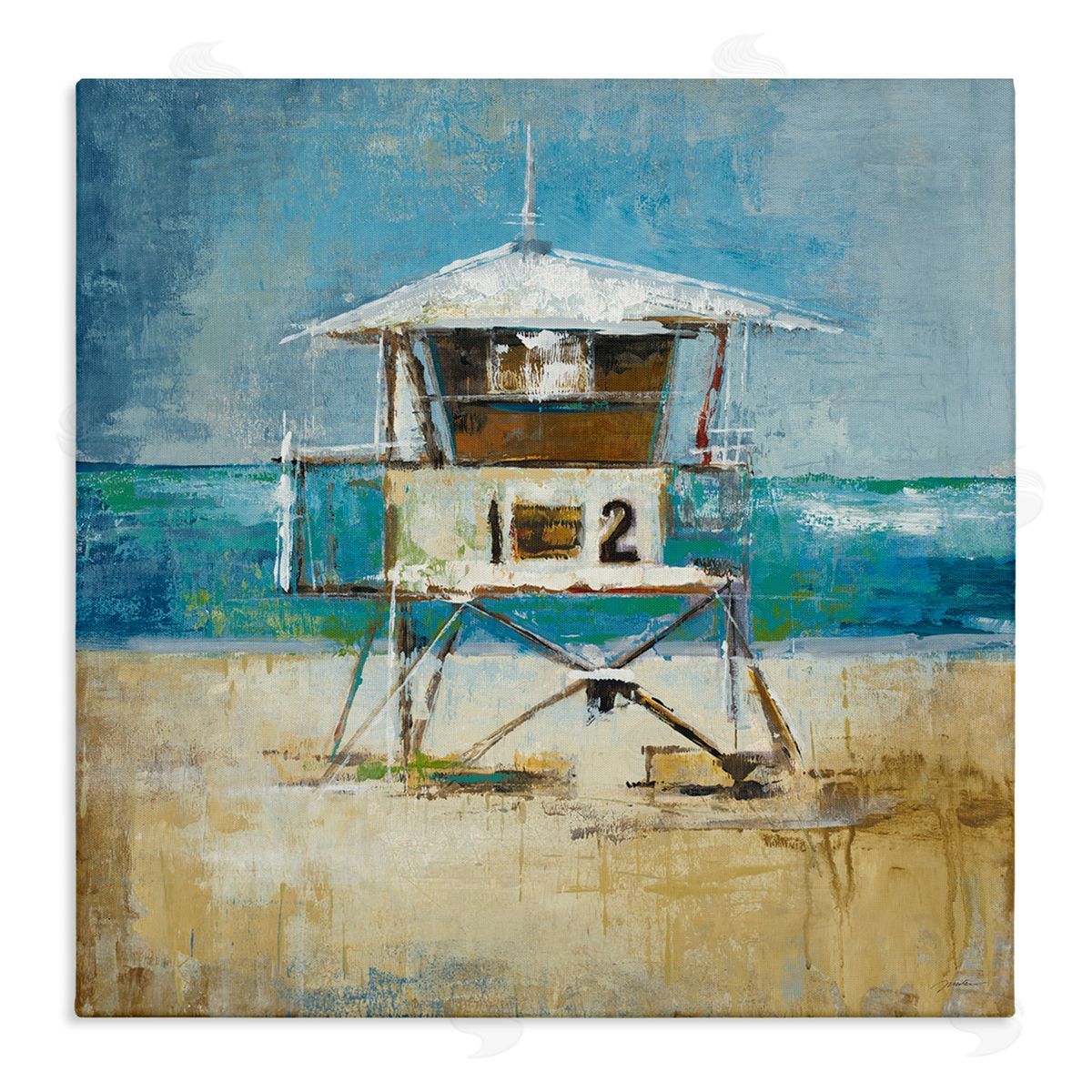 Liz Jardine Beach Hut Painting Stretched Canvas Wall Art Print