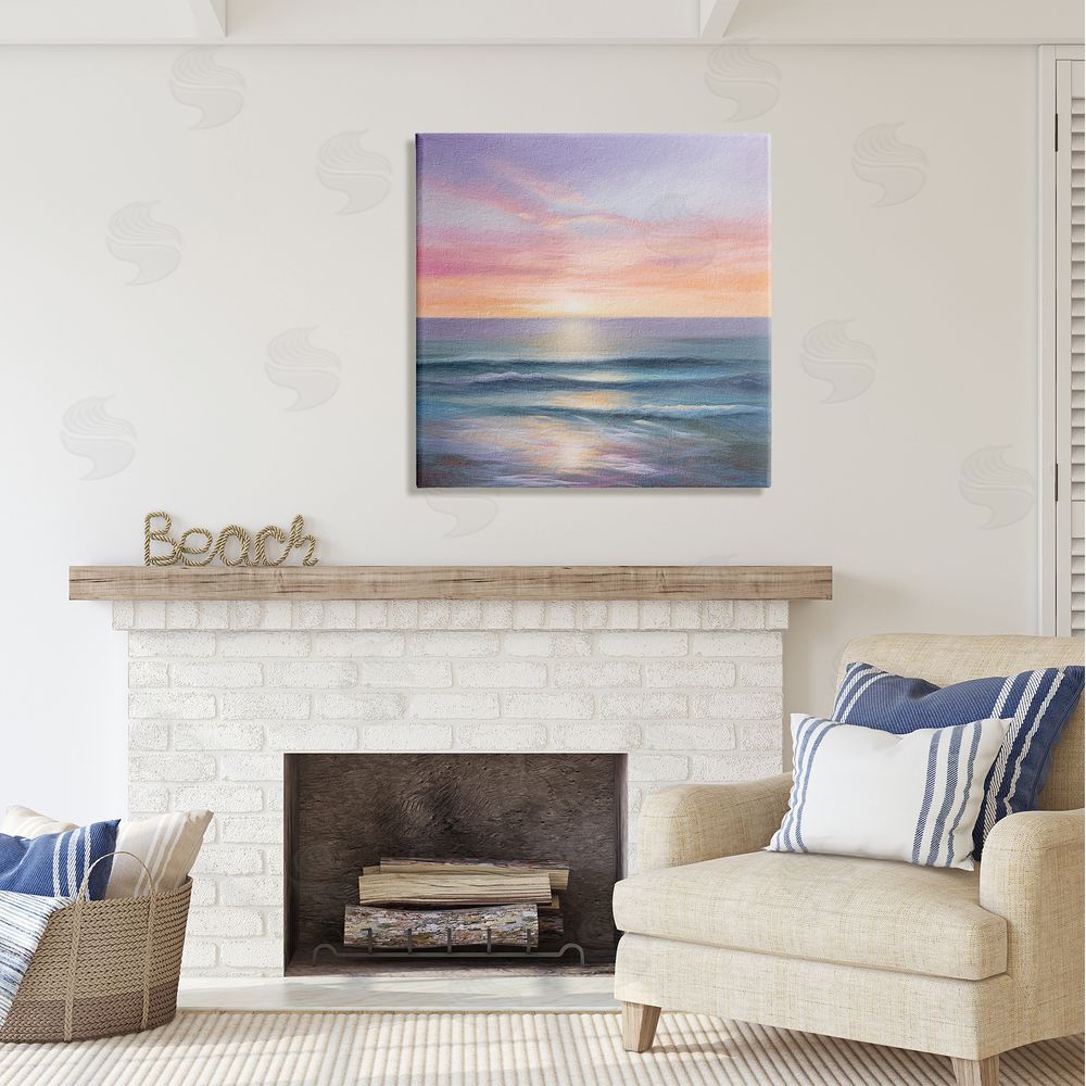 LSR Design Studio Ocean Sunrise Painting Canvas Wall Art in Room