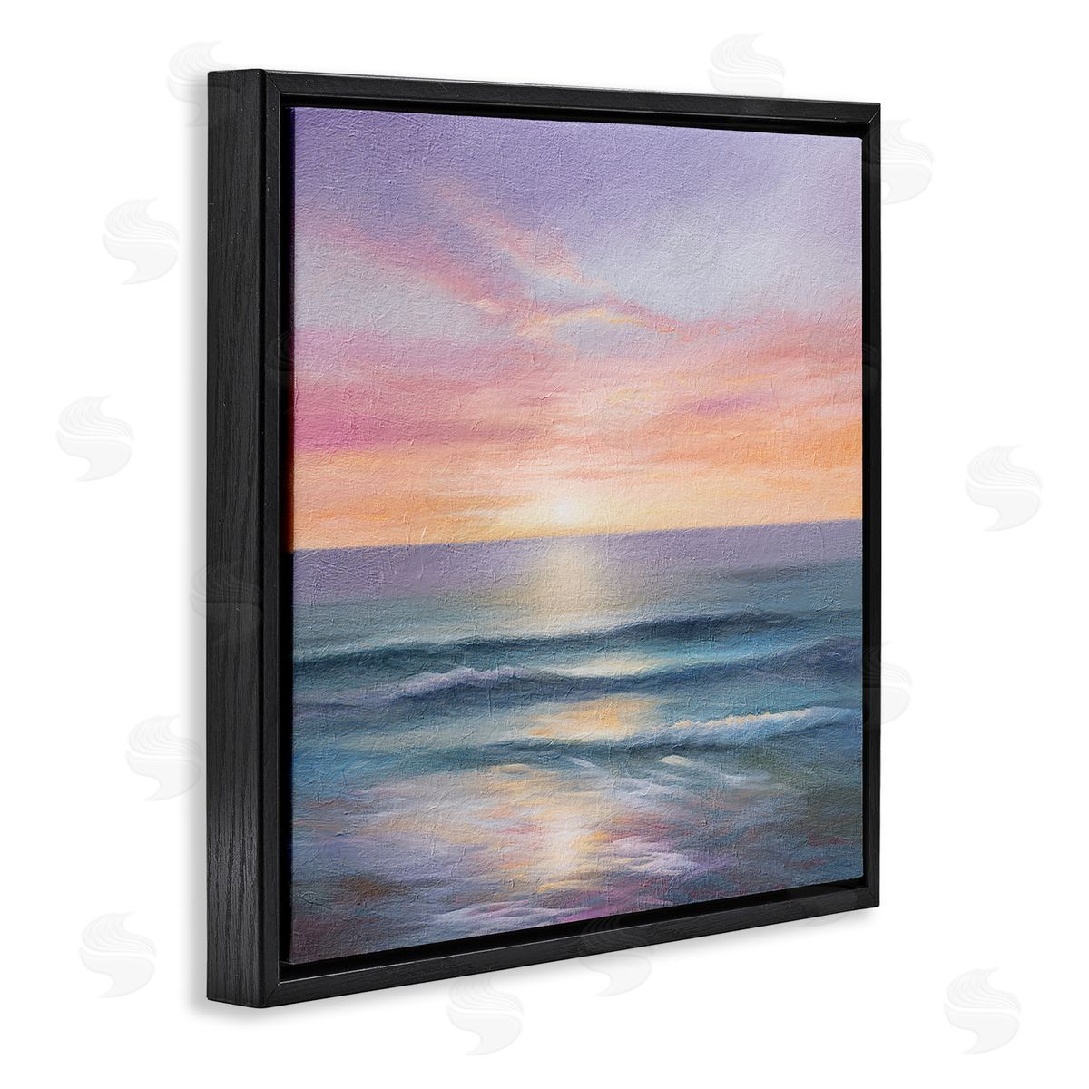 LSR Design Studio Ocean Sunrise Painting Black Floating Frame Canvas Wall Art Print