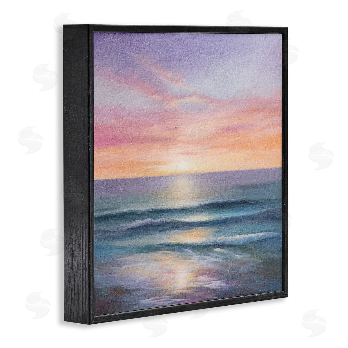LSR Design Studio Ocean Sunrise Painting Black Framed Glicee Wall Art Print