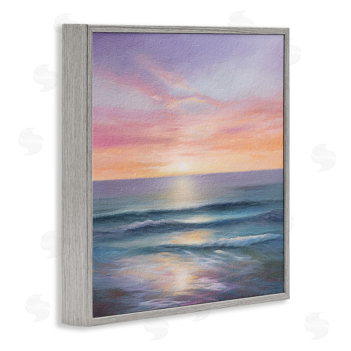 LSR Design Studio Ocean Sunrise Painting Gray Framed Glicee Wall Art Print