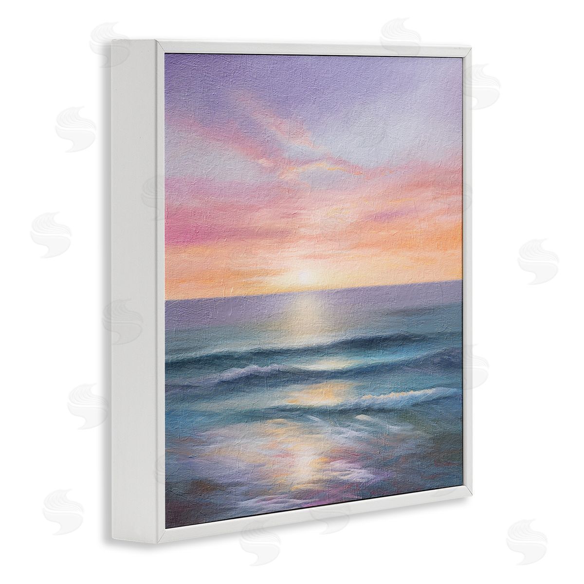 LSR Design Studio Ocean Sunrise Painting White Framed Glicee Wall Art Print