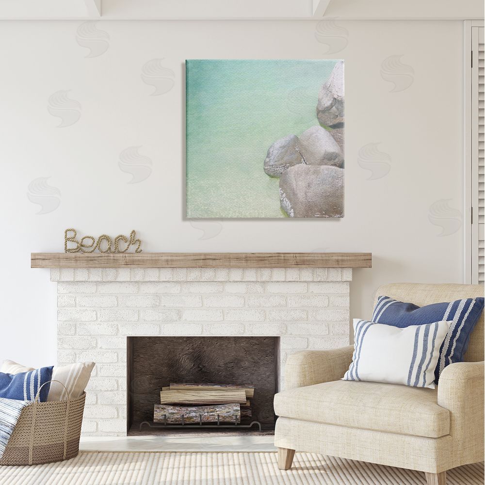 LSR Design Studio Ocean Rocks on Shore Canvas Wall Art in Room