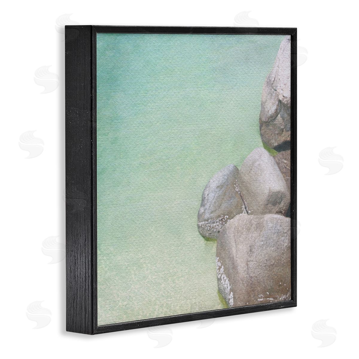LSR Design Studio Ocean Rocks on Shore Black Framed Glicee Wall Art Print
