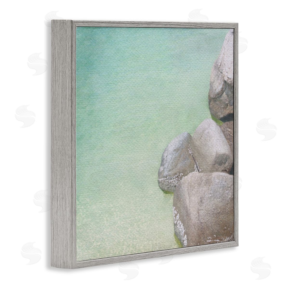 LSR Design Studio Ocean Rocks on Shore Gray Framed Glicee Wall Art Print
